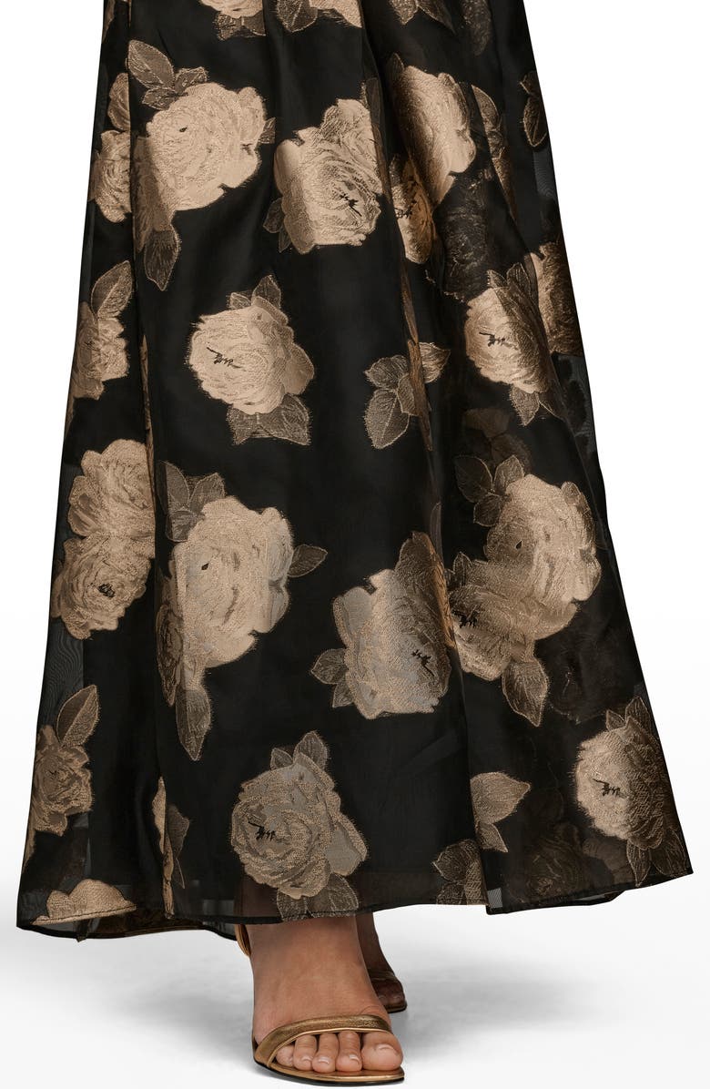 Donna Karan New York One-Shoulder Metallic Jacquard Gown, Alternate, color, Black/ Gold