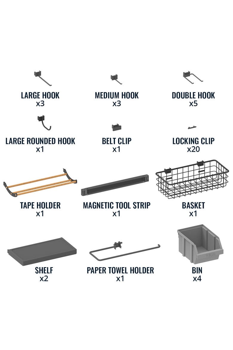 51" x 32" PRO Pegboard | 23 Attachments, Alternate, color, Black