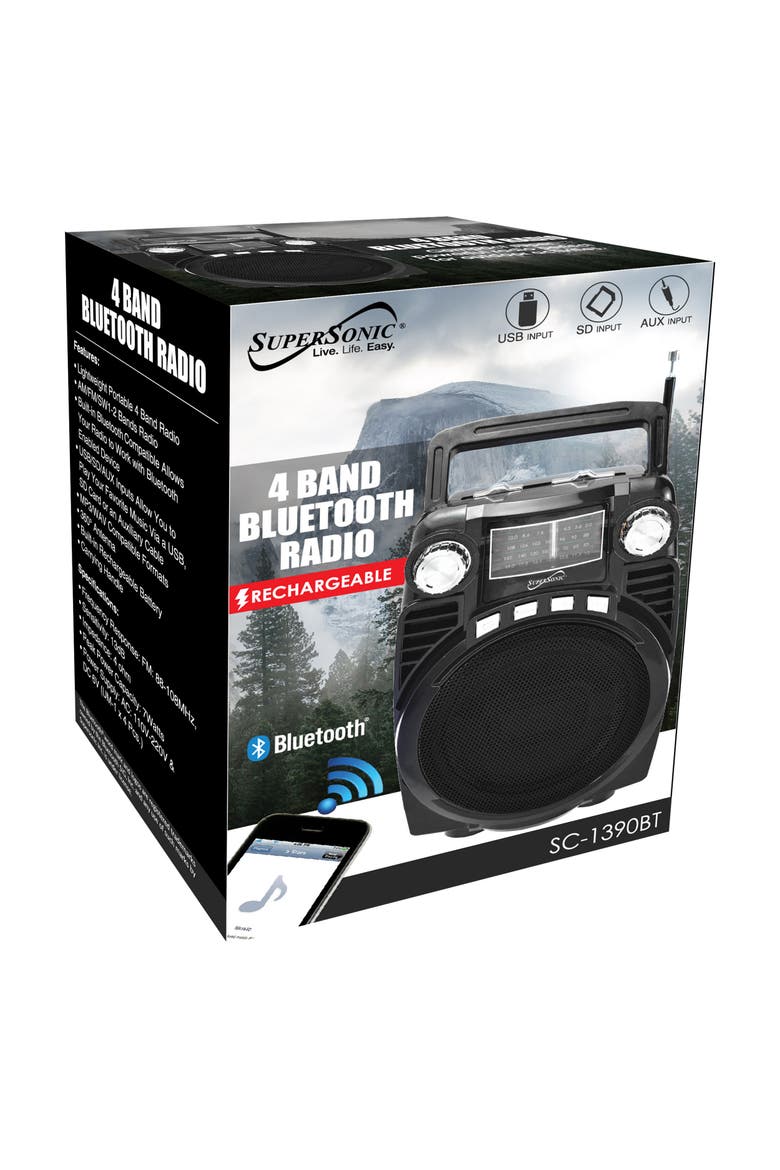 Bluetooth Portable 4 Band Radio, Alternate, color, Black