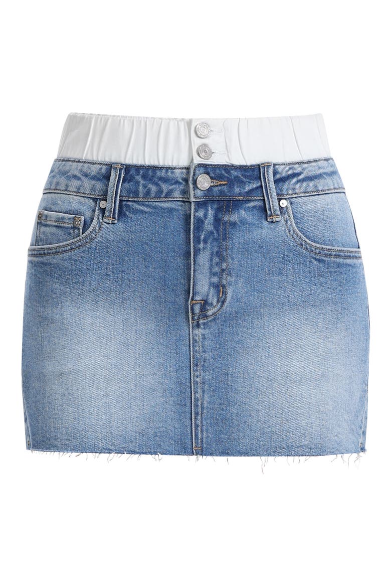 High Waist Denim Miniskirt, Alternate, color, MEDIUM BLUE