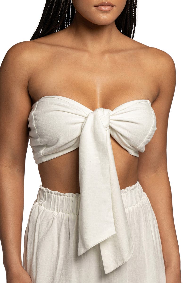 JLUXLABEL Two-Piece Strapless Crop Top & Wide Leg Pants Set, Alternate, color, 