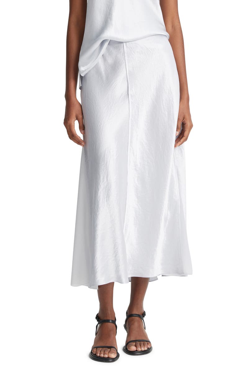 Vince Mixed Media Panelled Skirt, Main, color, Silverstone