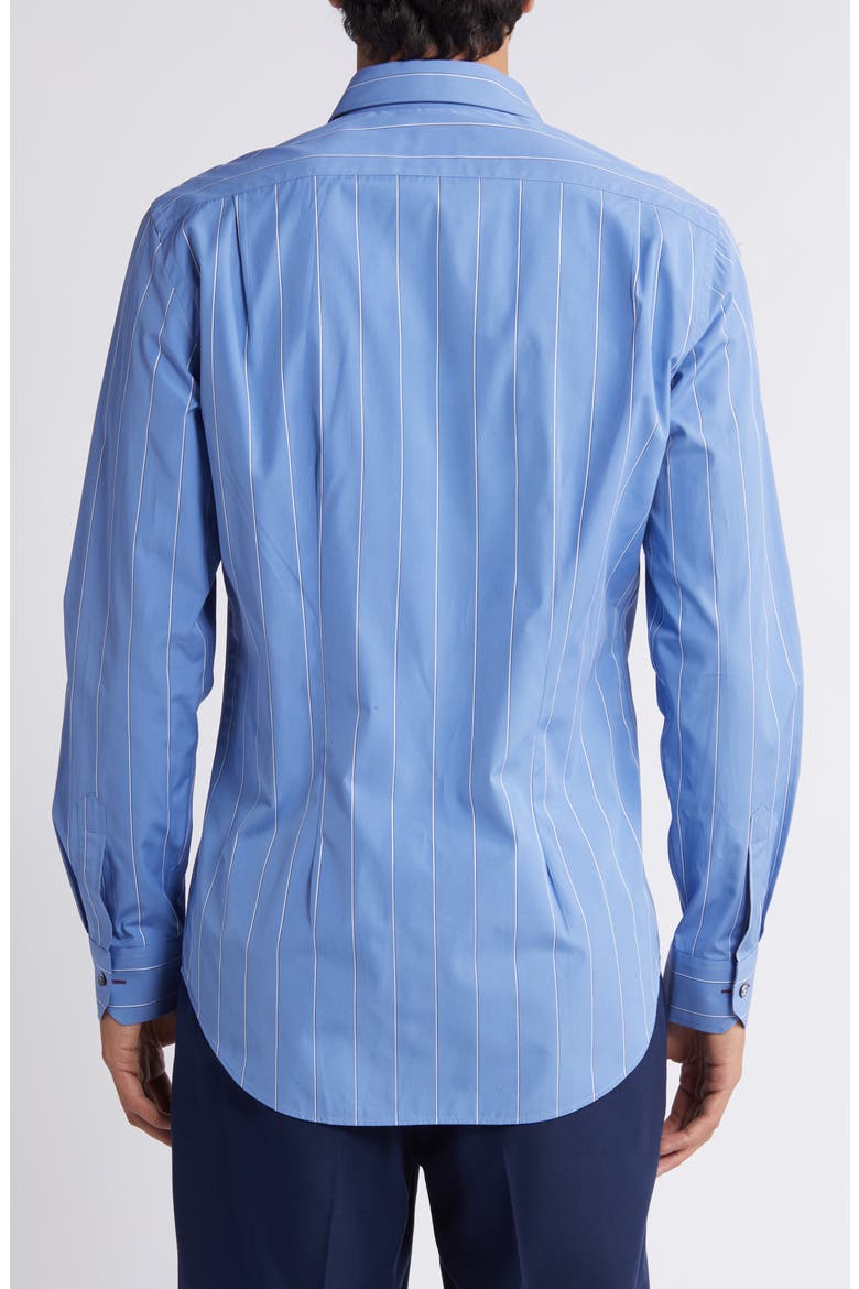 Tailored Fit Stripe Dress Shirt, Alternate, color, PETROL BLUE