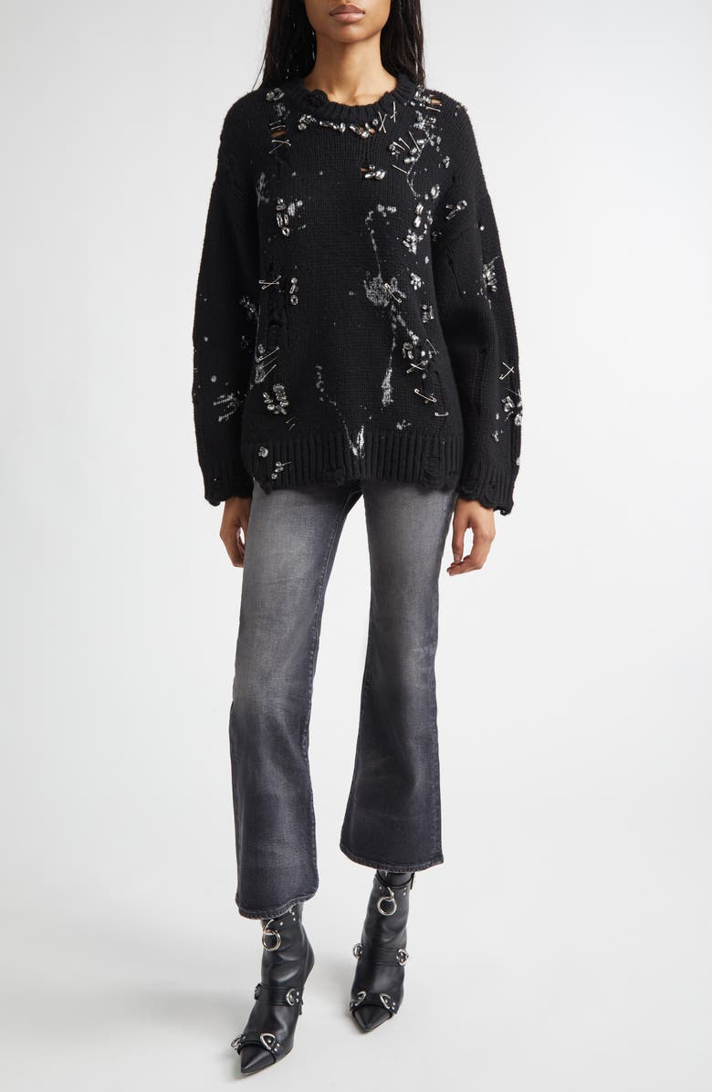 R13 Joan Kick Flare Jeans, Alternate, color, Essex Black Stretch