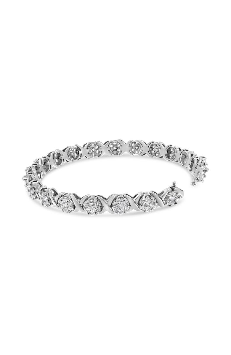 Haus of Brilliance 14K White Gold 6-1/3 Cttw Round Diamond Cluster Tennis Bracelet, Alternate, color, White