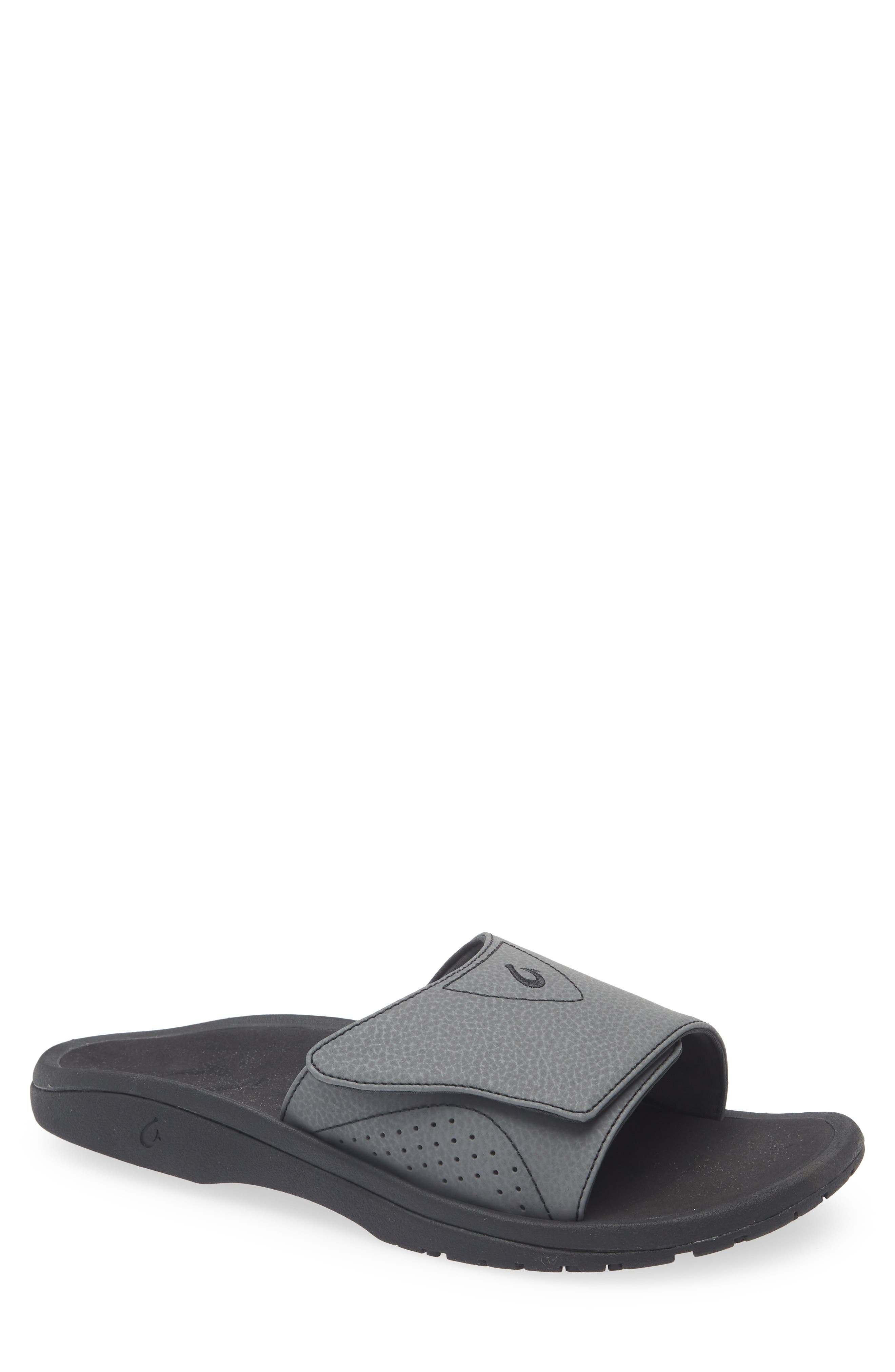OluKai Nalu Slide Sandal, Main, color, Rock / Black