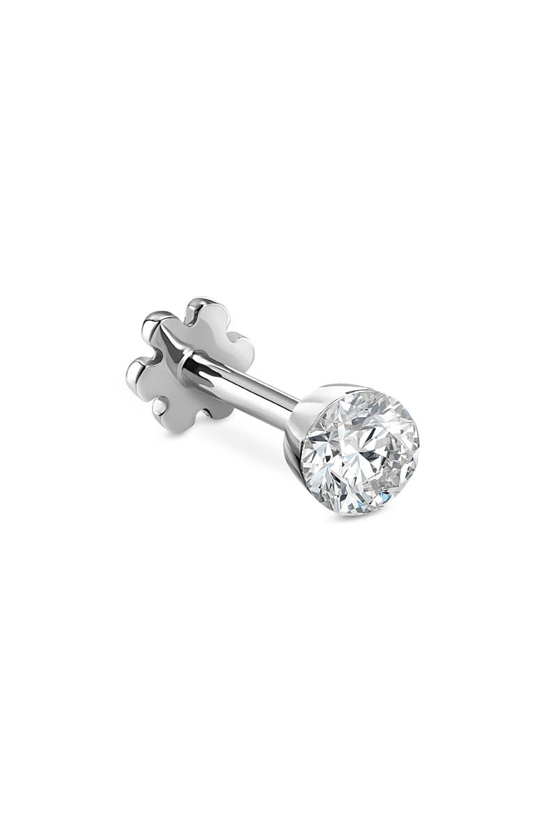 Invisible Diamond Threaded Stud Earring, Main, color, WHITE GOLD