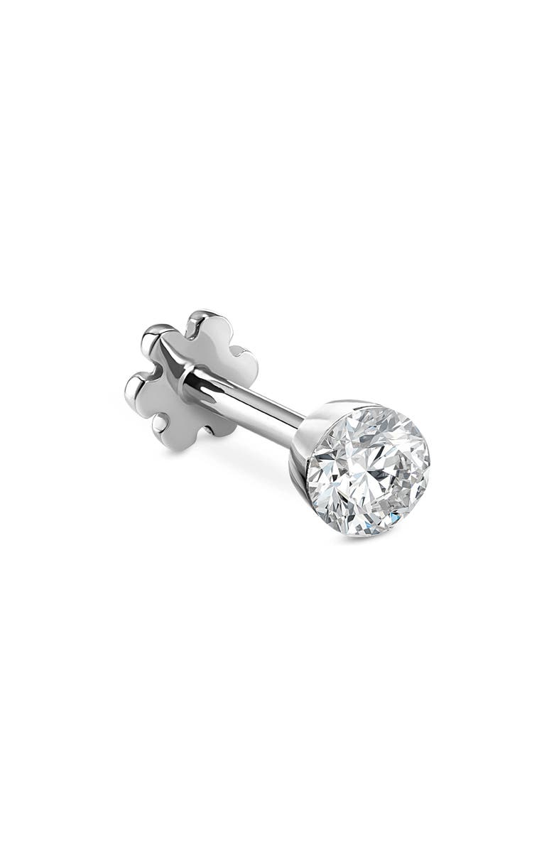 MARIA TASH Invisible Diamond Threaded Stud Earring, Main, color, White Gold