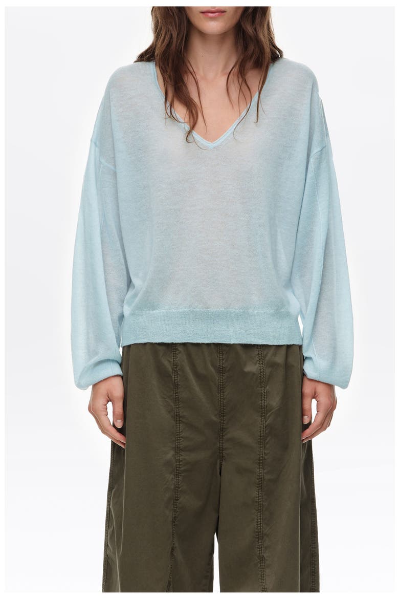 Wool V-Neck Sweater, Main, color, LIGHT BLUE