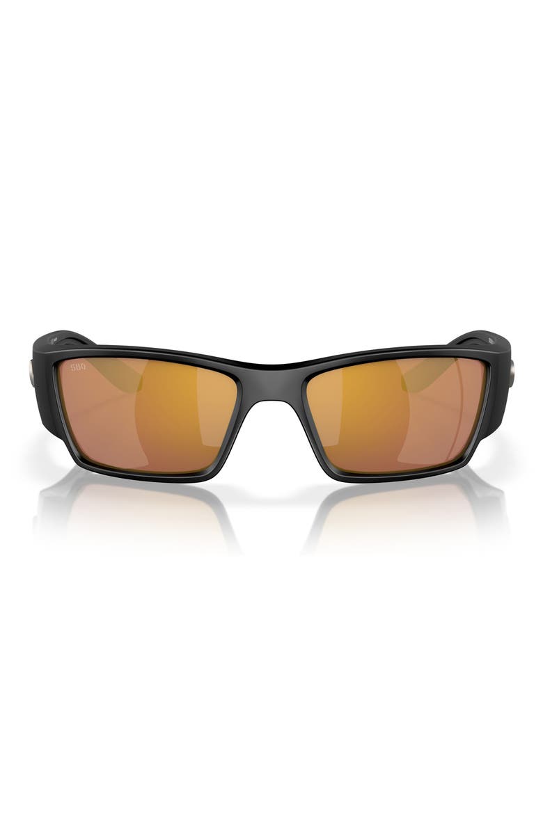 Corbina Pro 61mm Polarized Rectangular Sunglasses, Main, color, MATTE BLACK/ GOLD MIRROR