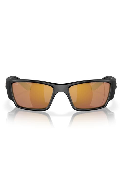 Costa Del Mar Corbina Pro 61mm Polarized Rectangular Sunglasses In Matte Black/gold Mirror