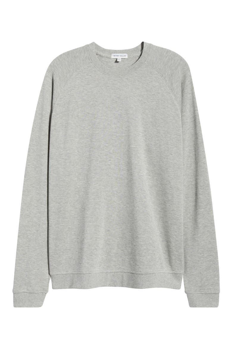Crown Comfort Cotton Blend Piqué Crewneck Sweatshirt, Alternate, color, LIGHT GREY