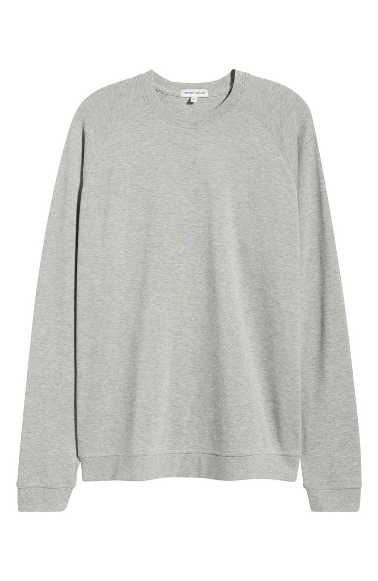 Peter Millar Crown Comfort Cotton Blend Piqué Crewneck Sweatshirt, Alternate, color, Light Grey