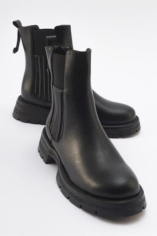 Prologue Shoes Sofia Chelsea Boot, Main, color, Black Faux Leather