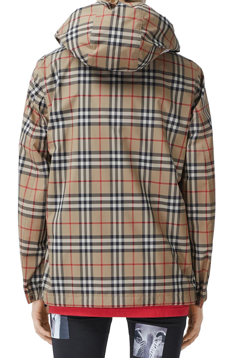 Burberry Everton Check Hooded Rain Jacket, Alternate, color,