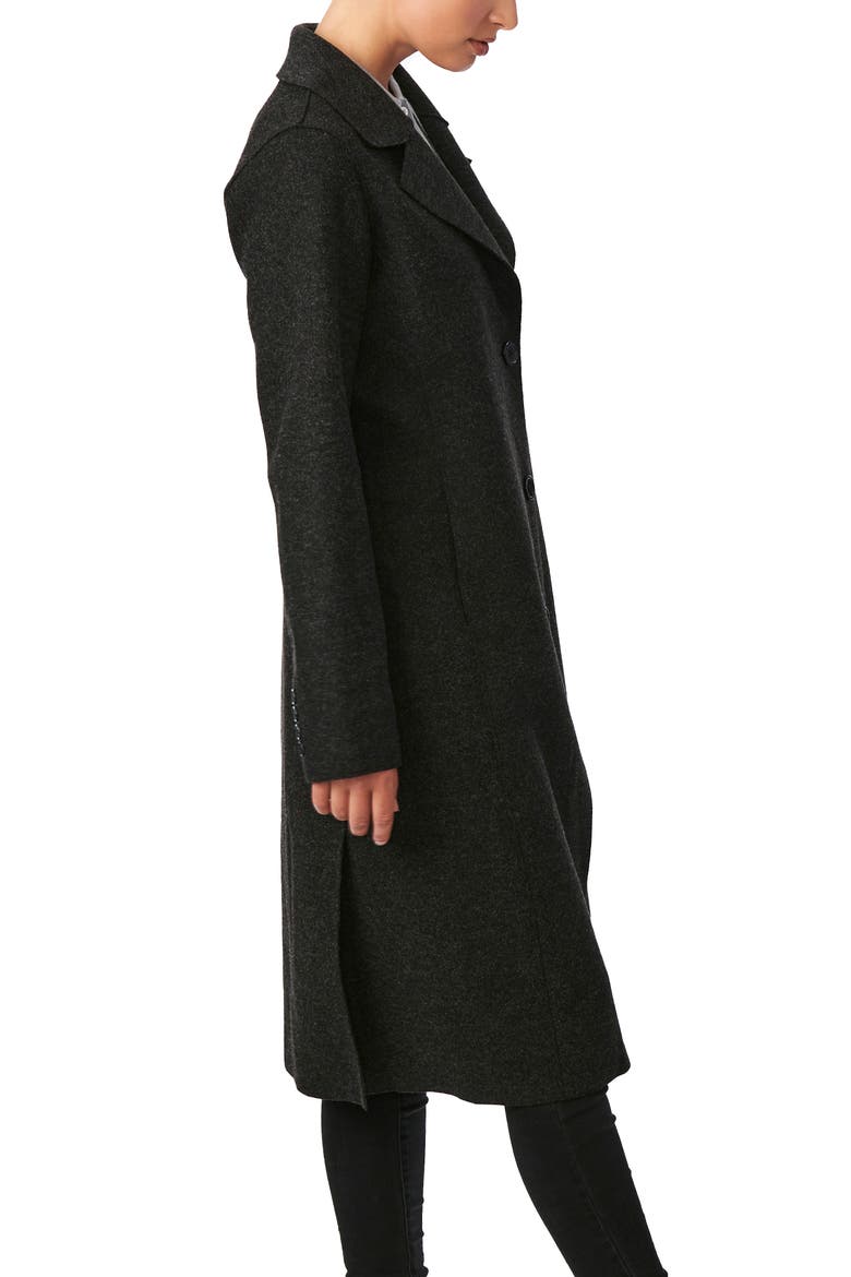 Sweater Long Coat, Alternate, color, HEATHER BLACK