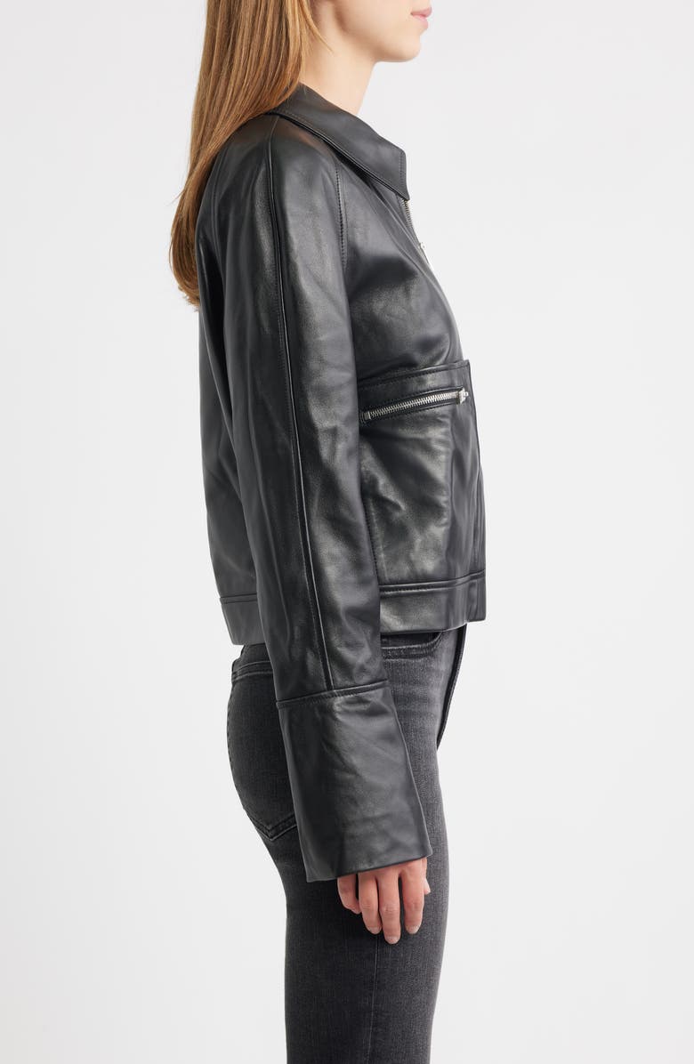 FRAME The Leather Zip Front Jacket, Alternate, color, Black