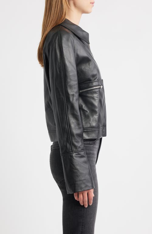 Frame The Leather Zip Front Jacket In Animal Print