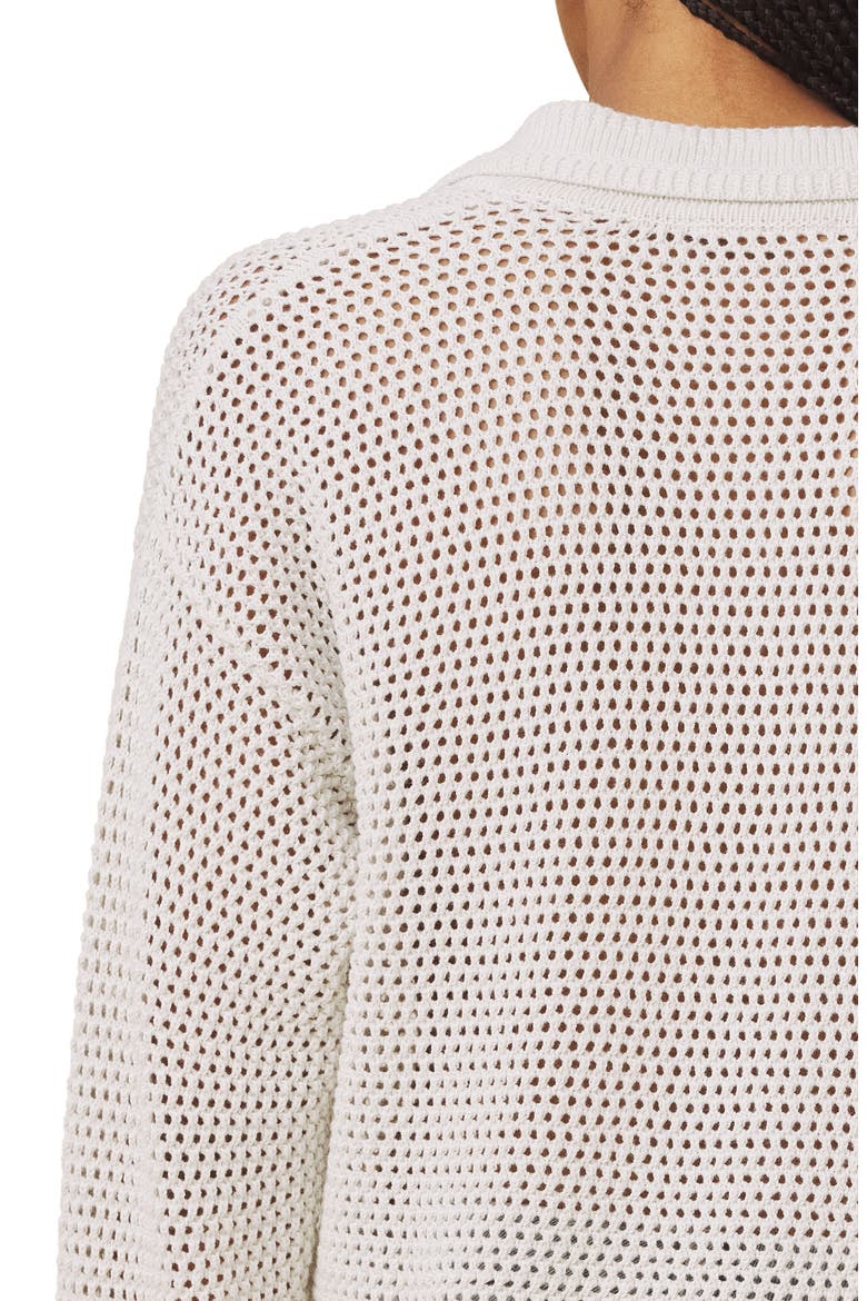 Haven Openwork Cotton Johnny Collar Cardigan, Alternate, color, PALE OAK WHITE