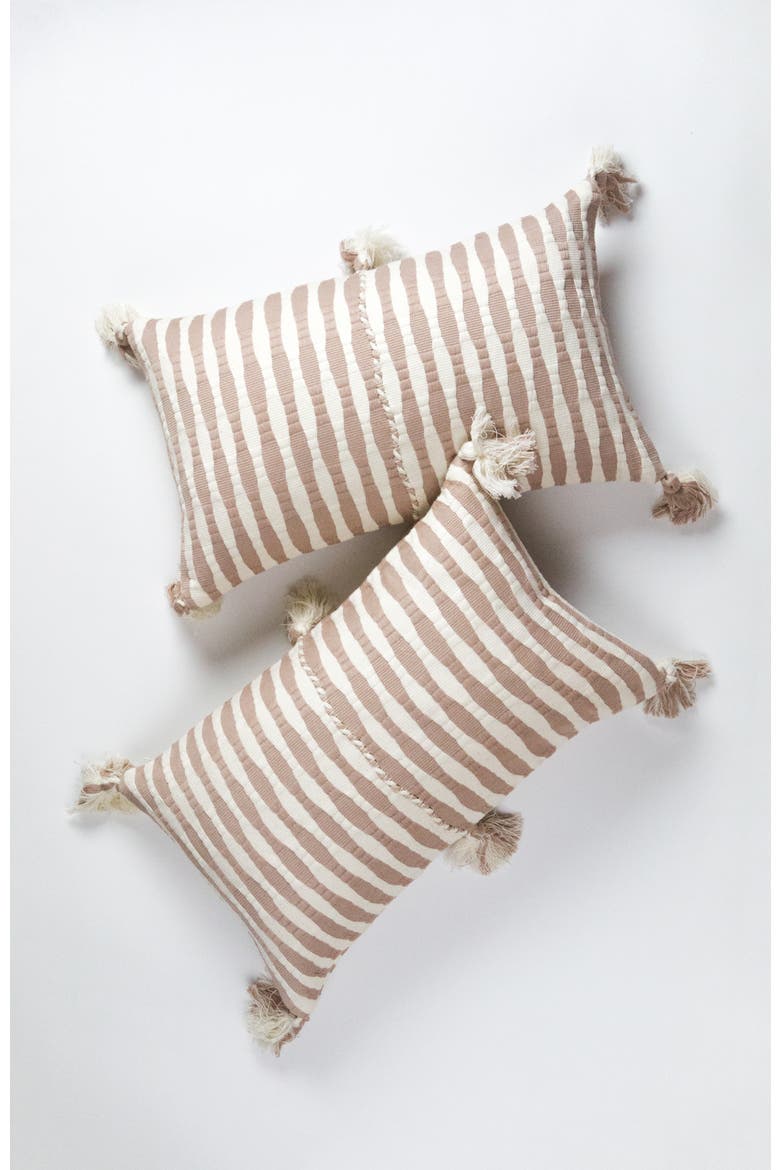 Antigua Classic Striped Handwoven Cotton Throw Pillow, Alternate, color, Tan