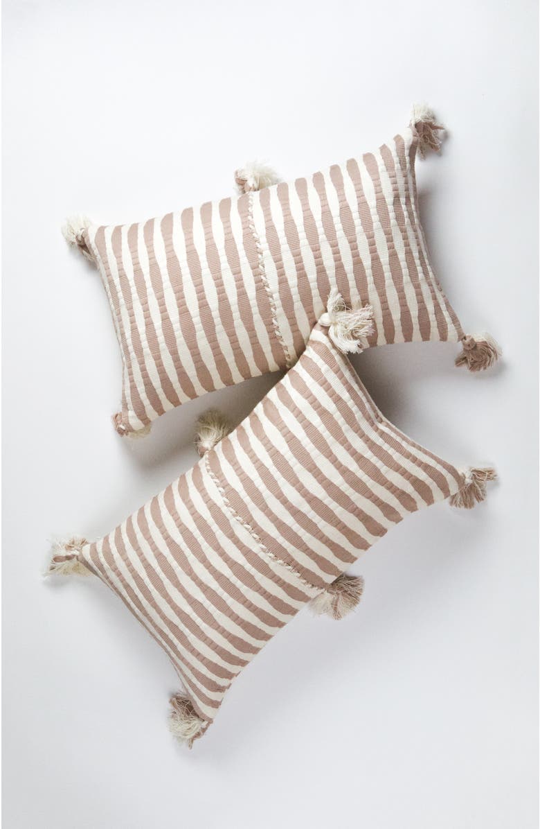 Archive New York Antigua Classic Striped Handwoven Cotton Throw Pillow, Alternate, color, Tan