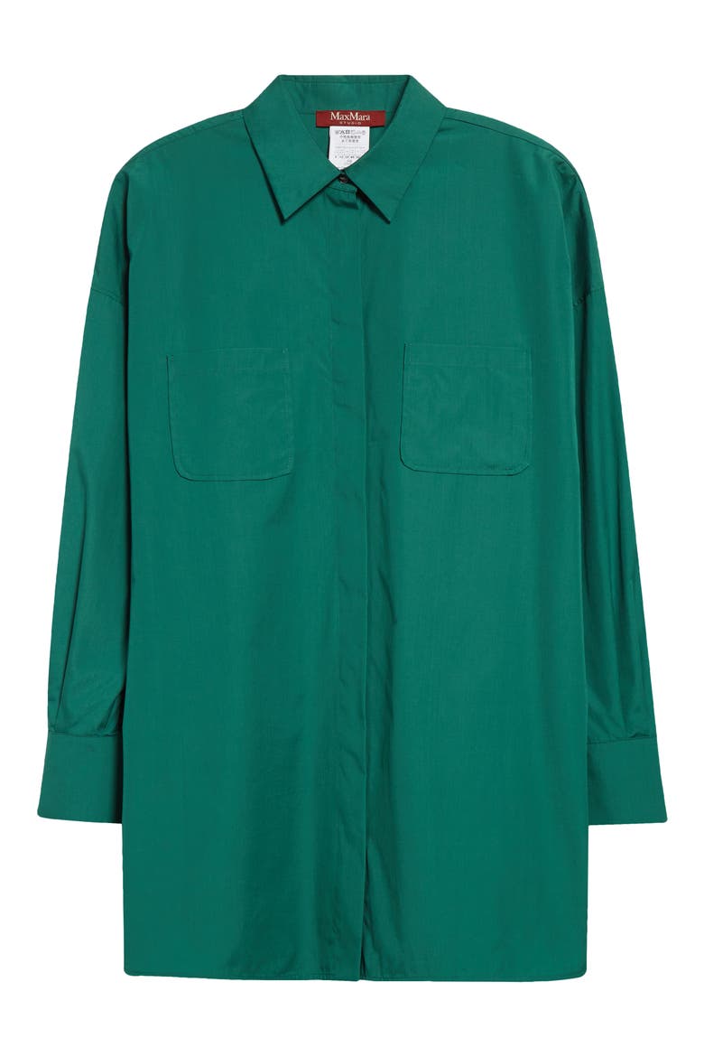 Odino Oversize Cotton Button-Up Shirt, Alternate, color, EMERALD