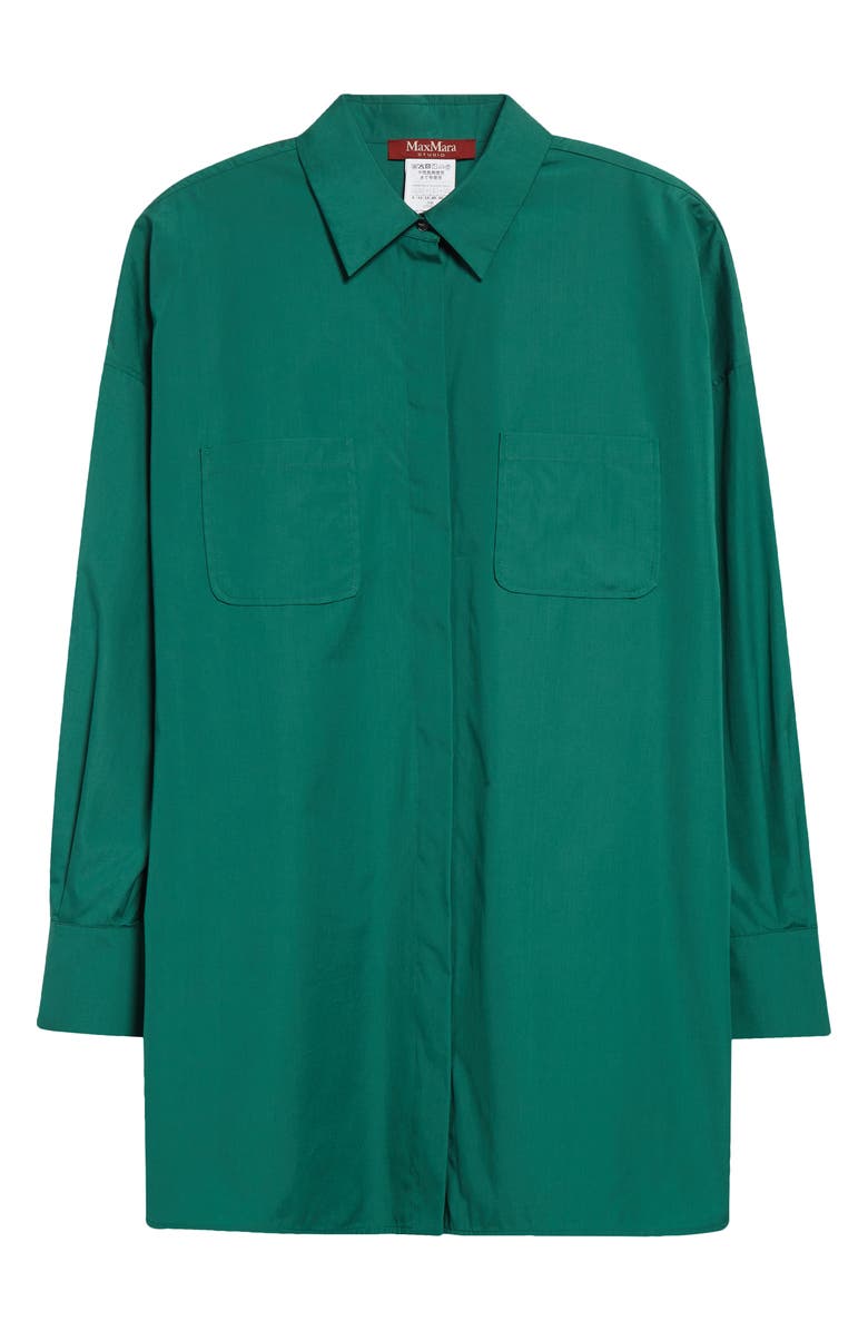 Max Mara Studio Odino Oversize Cotton Button-Up Shirt, Alternate, color, Emerald