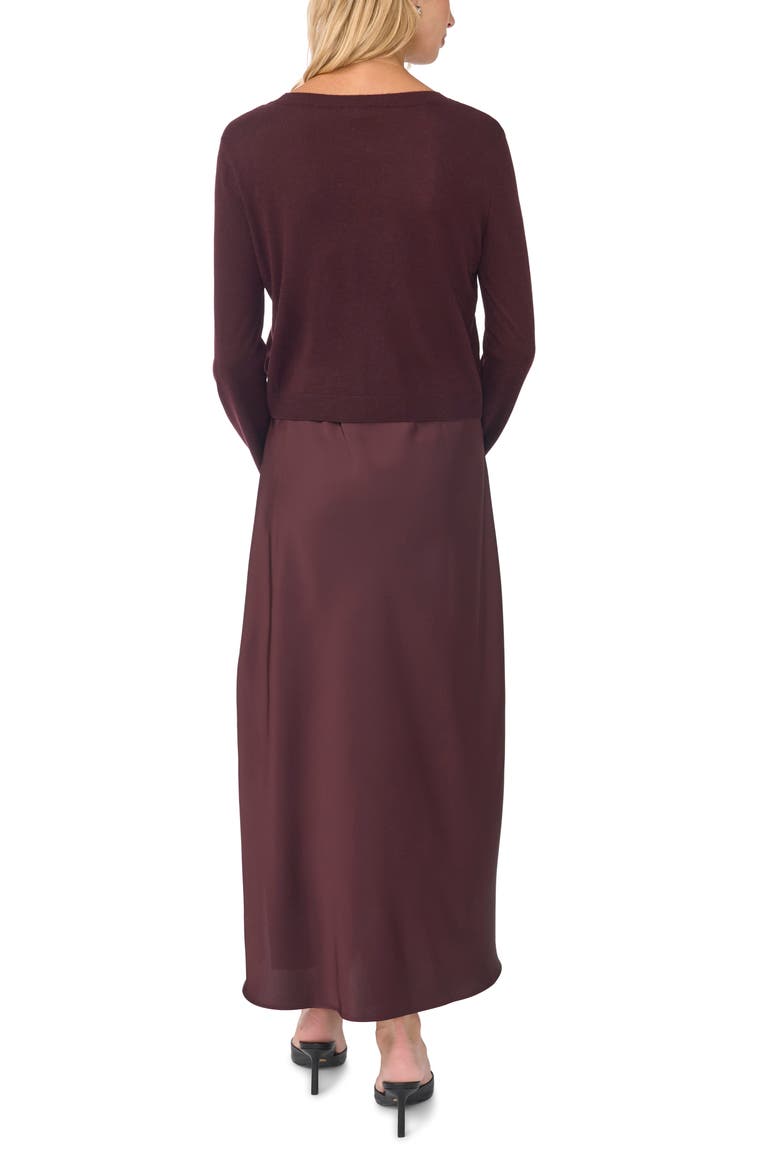 Crewneck Mixed Media Dress, Alternate, color, WINETASTING
