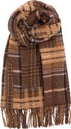 Polo Ralph Lauren Patchwork Plaid Recycled Wool Blend Fringe Scarf