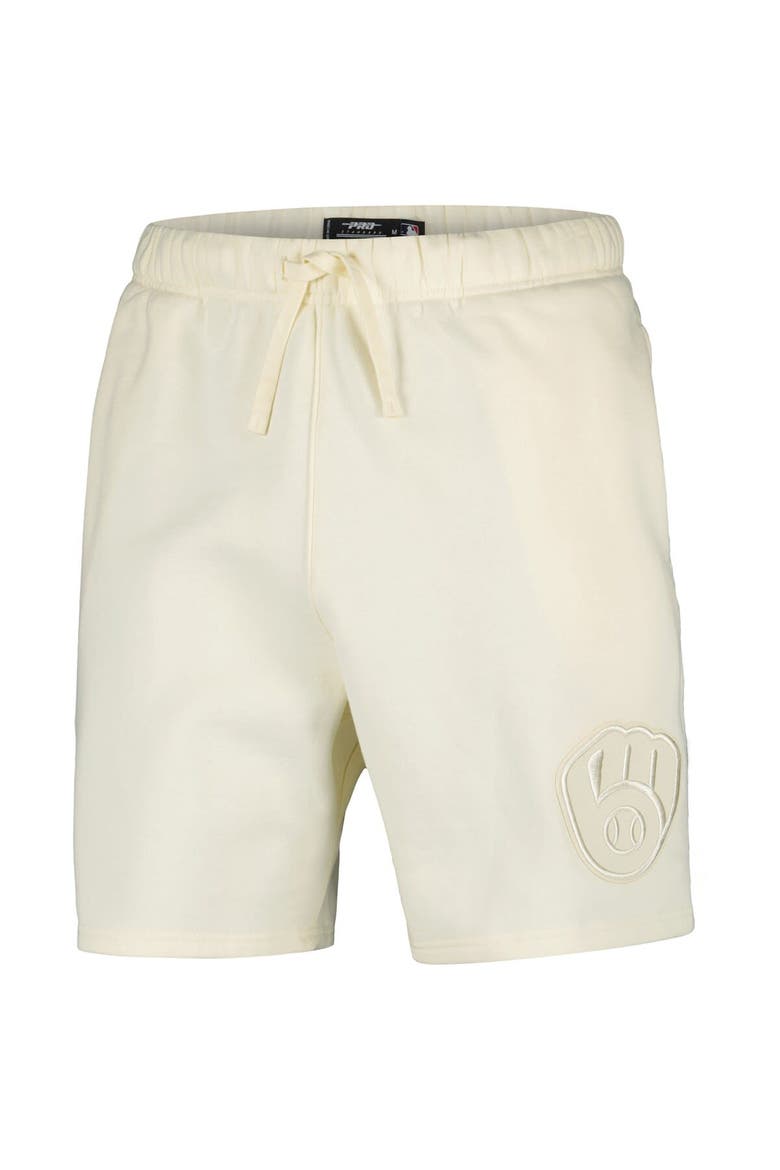 Men's Pro Standard Cream Milwaukee Brewers Neutral Fleece Shorts, Alternate, color, Cream