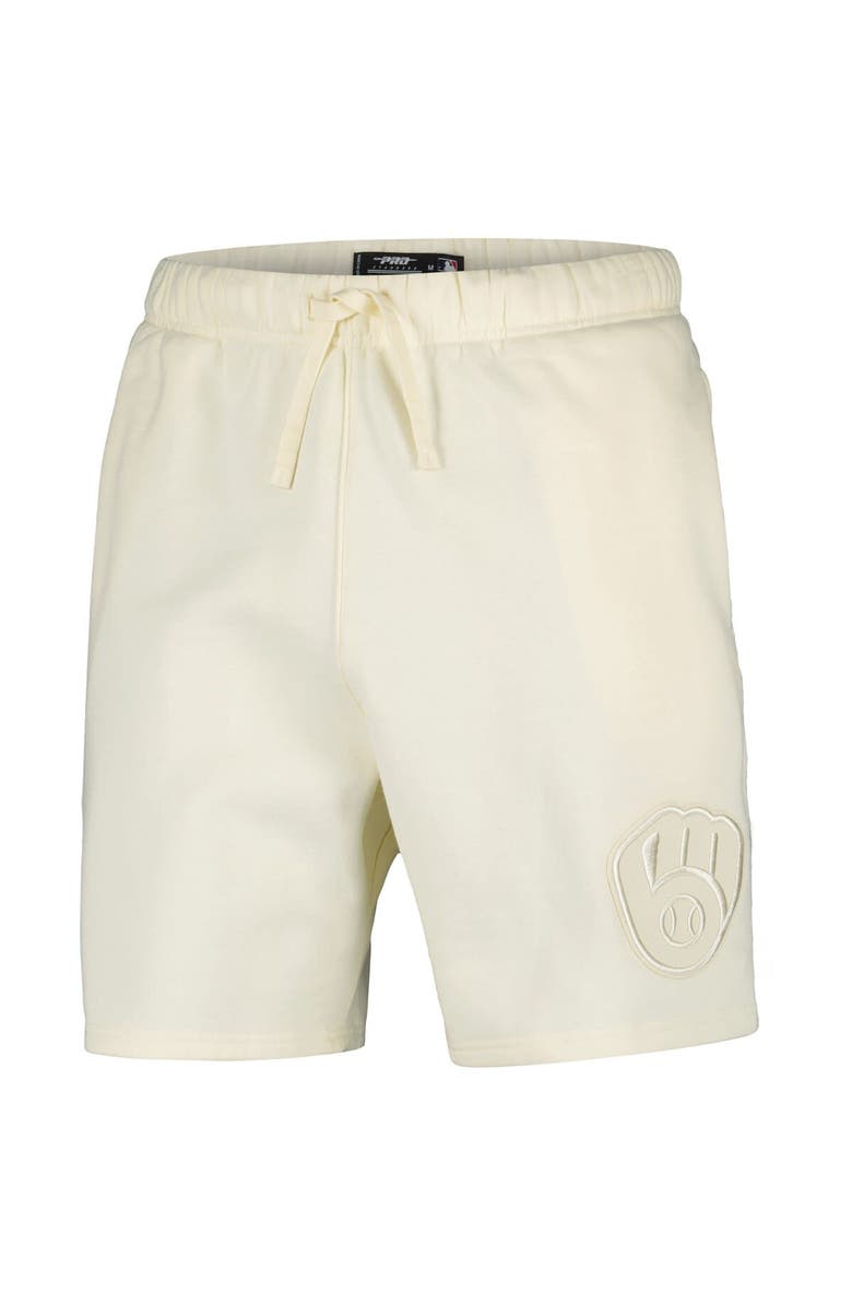 PRO STANDARD Men's Pro Standard Cream Milwaukee Brewers Neutral Fleece Shorts, Alternate, color, Cream