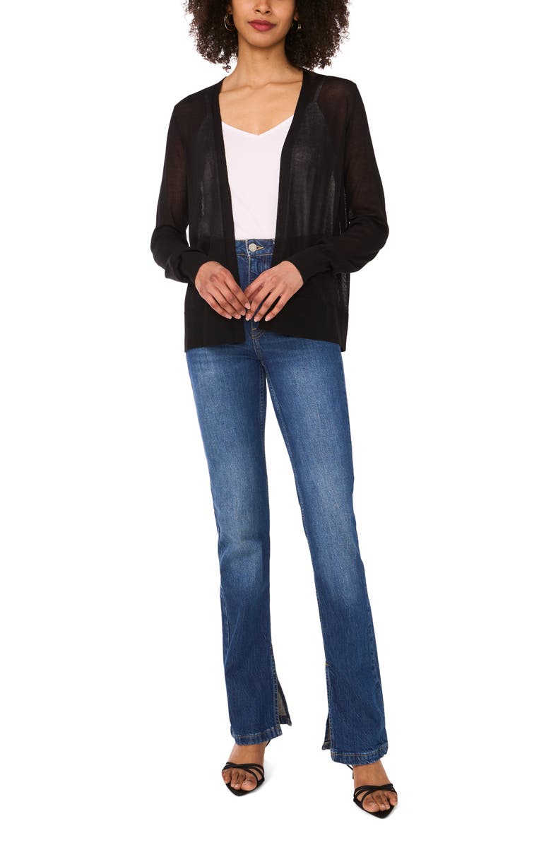 Vince Camuto Tissue Knit Cardigan, Alternate, color, Rich Black