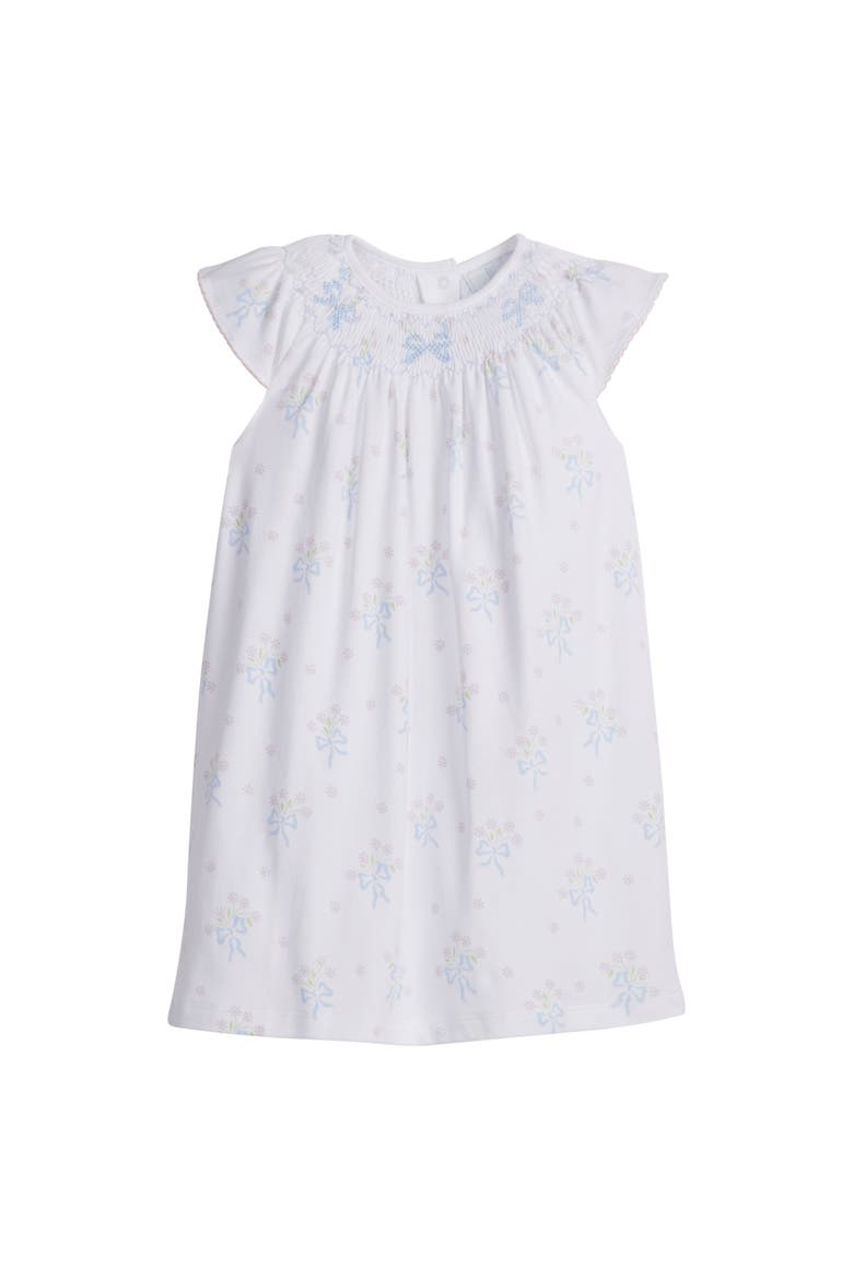 Kids' Smocked Bishop Dress, Main, color, Blue Bow Bouquet