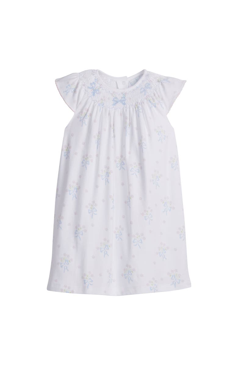 Little English Kids' Smocked Bishop Dress, Main, color, Blue Bow Bouquet