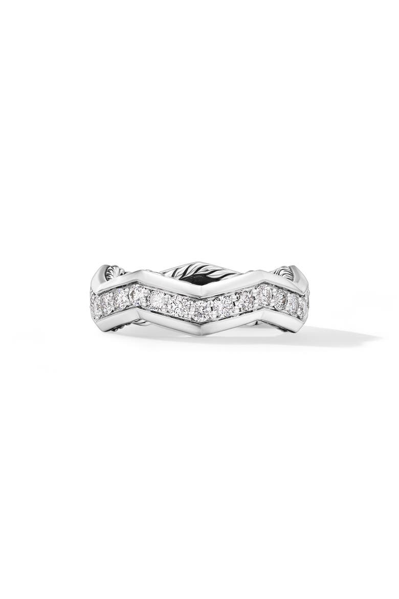 Stax Zigzag Ring in Sterling Silver with Diamonds, 5mm, Main, color, STERLING SILVER