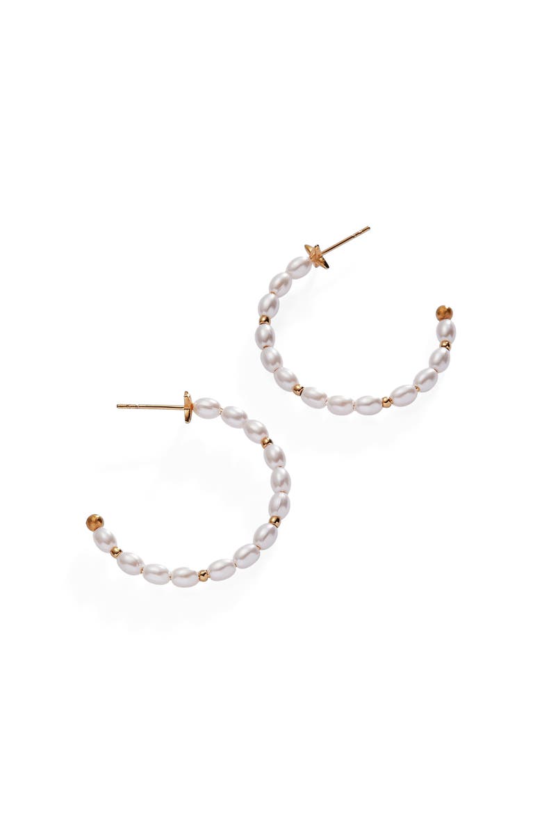 Rice Pearl Hoop Earrings, Main, color, Pearl