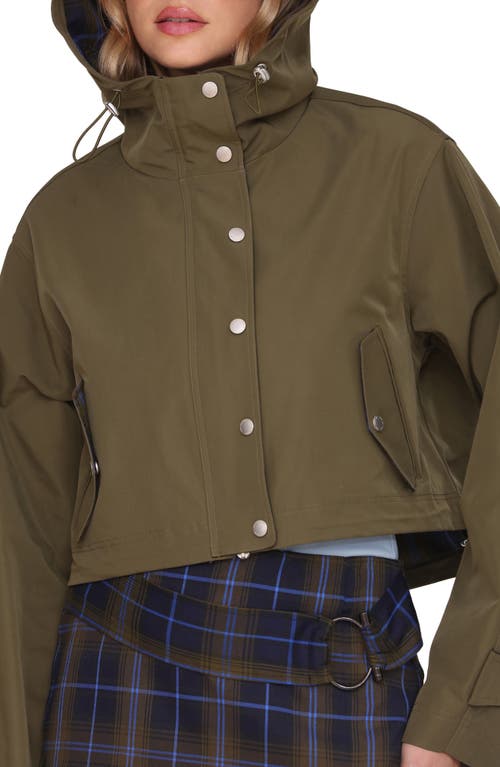 Avec Les Filles Oversize Hooded Crop Jacket In Green