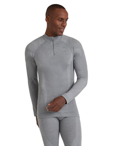 Falke Wool Tech Zip Base Layer Top In Gray