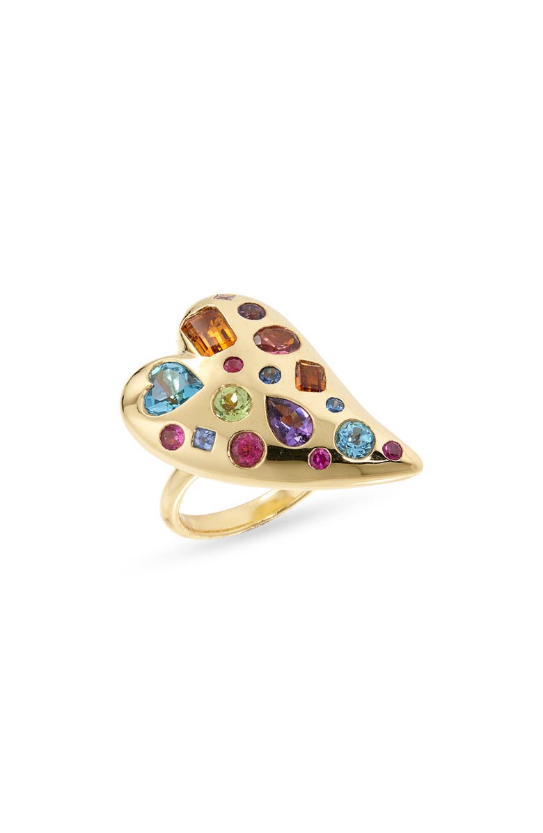 Ippolita Rock Candy Valentina Semiprecious Rainbow Heart Ring, Main, color, Gold