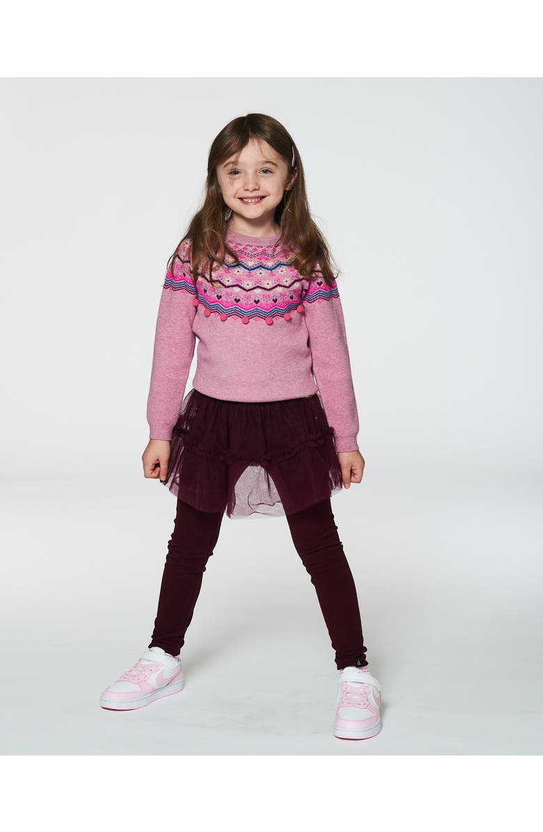 Deux par Deux Girl's Leggings With Tulle Skirt Burgundy, Alternate, color, 