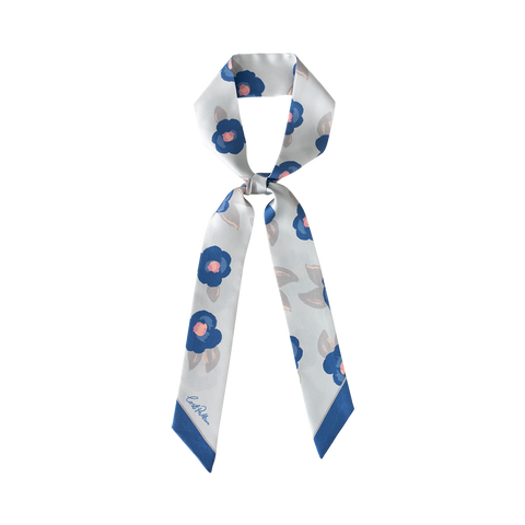 "Camellia" Silk Twill Skinny Scarf