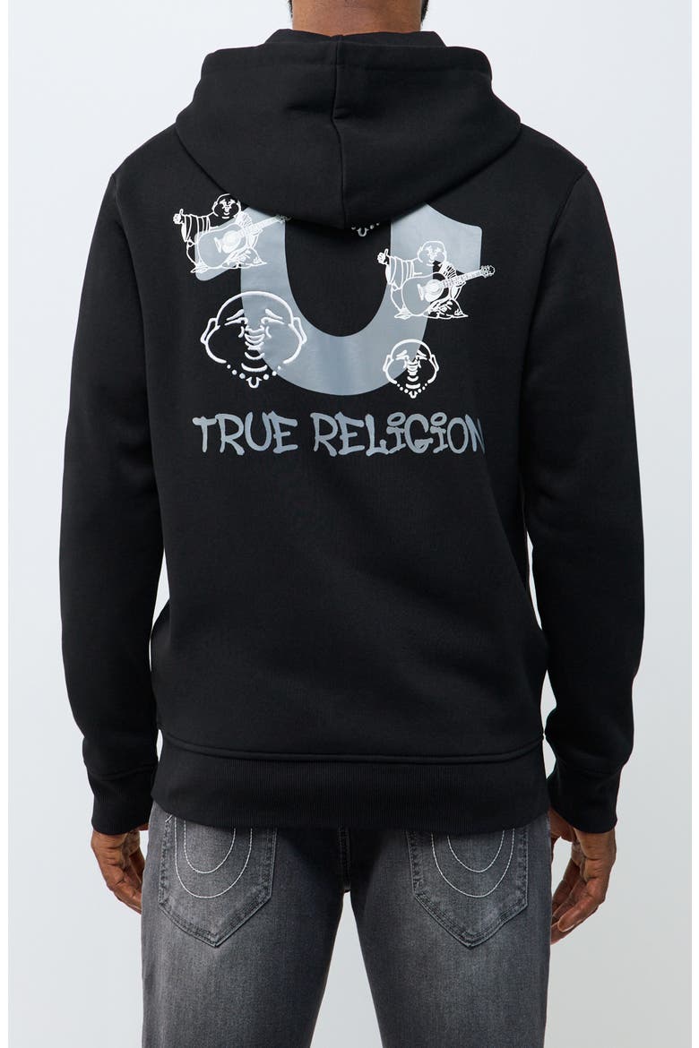 Tossed Buddha Full Zip Hoodie, Alternate, color, JET BLACK