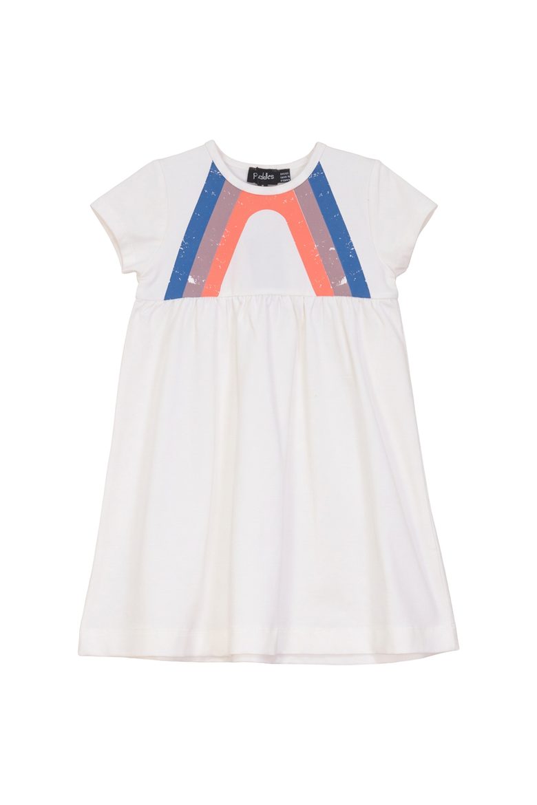 Multi Stripe Elastic Waist Dress, Main, color, Ivory