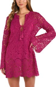 L'AGENCE Ansley Paisley Long Sleeve Cover-Up Dress