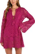 L'AGENCE Ansley Paisley Long Sleeve Cover-Up Dress