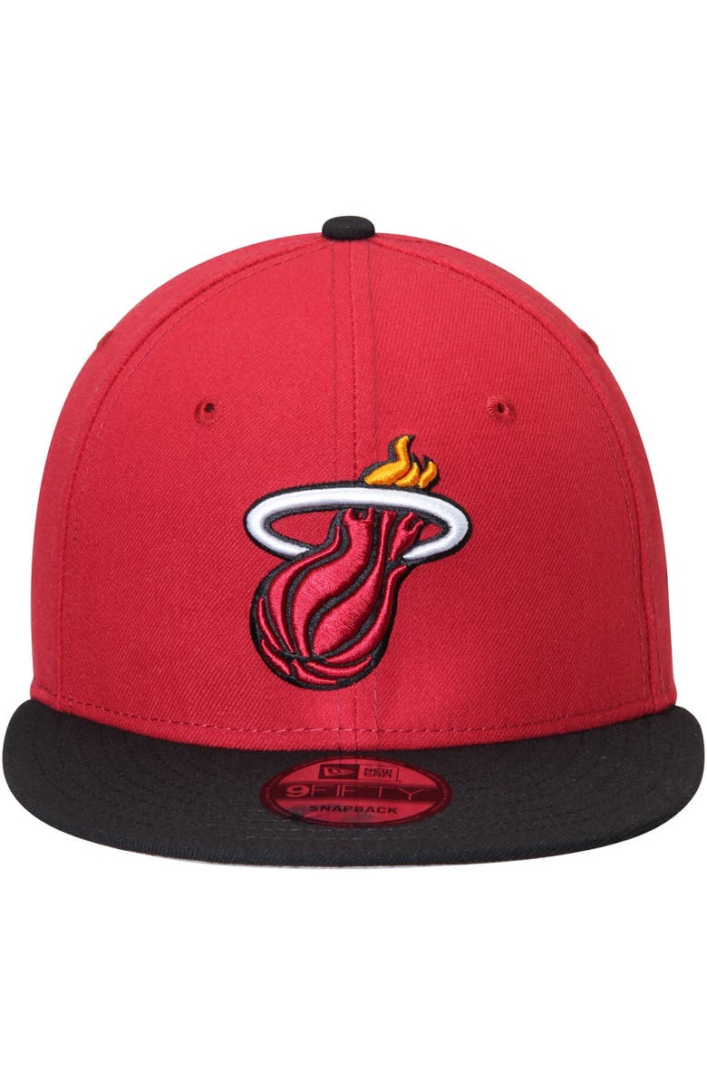 New Era Men's New Era Red/Black Miami Heat 2-Tone 9FIFTY Adjustable Snapback Hat, Alternate, color, Red