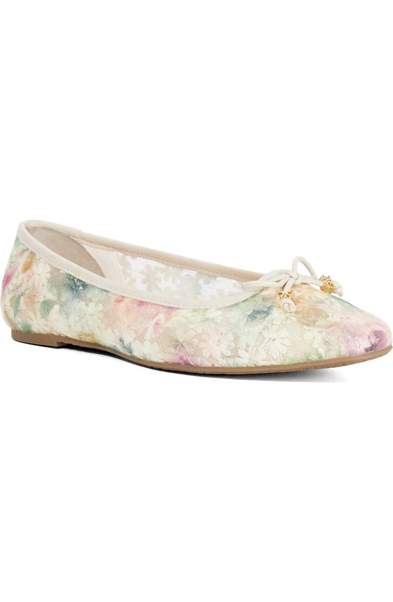 Dune London Hennie Flat, Main, color, Ivory Multi