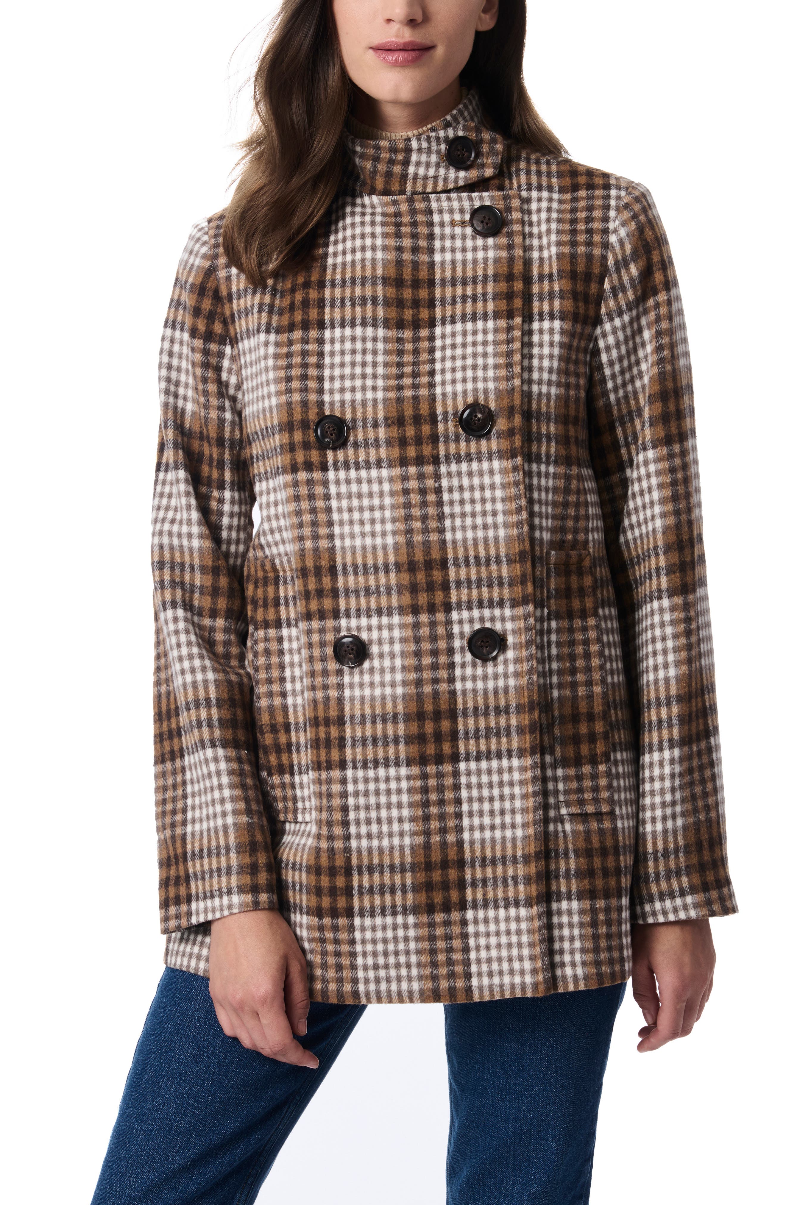 Plaid Shawl Swing Jacket in Black and White Quadro