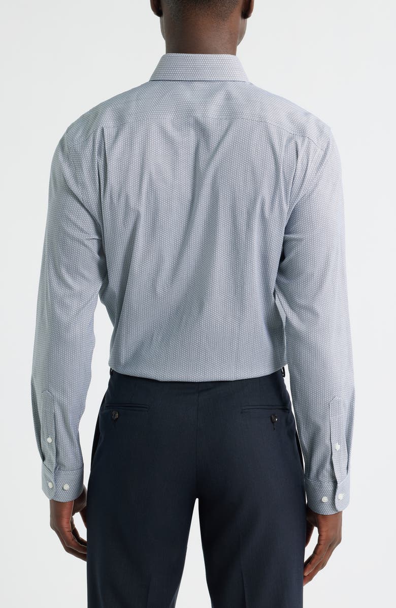 Nordstrom Trim Fit Geometric Print Premium Performance Twill Dress Shirt, Alternate, color, Navy Lamarca Geo