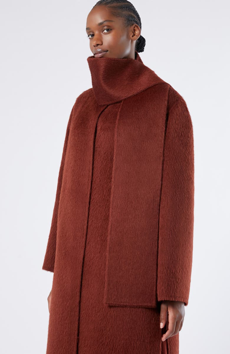 Marina Rinaldi Iacopo Alpaca & Wool Scarf Coat, Alternate, color, Tobacco